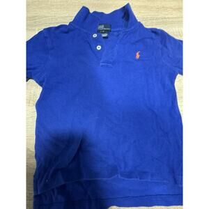 Toddler Polo Ralph Lauren Short Sleeve Collared Shirt Blue Small Logo Size 5